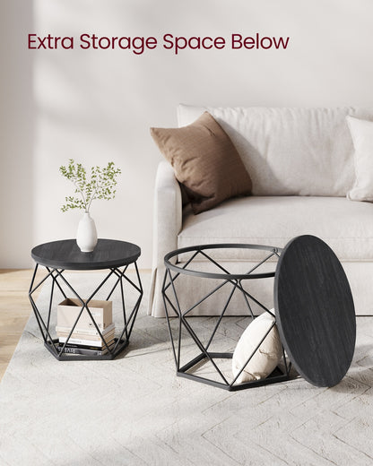 Round Coffee Table Set of 2 Black - image 10
