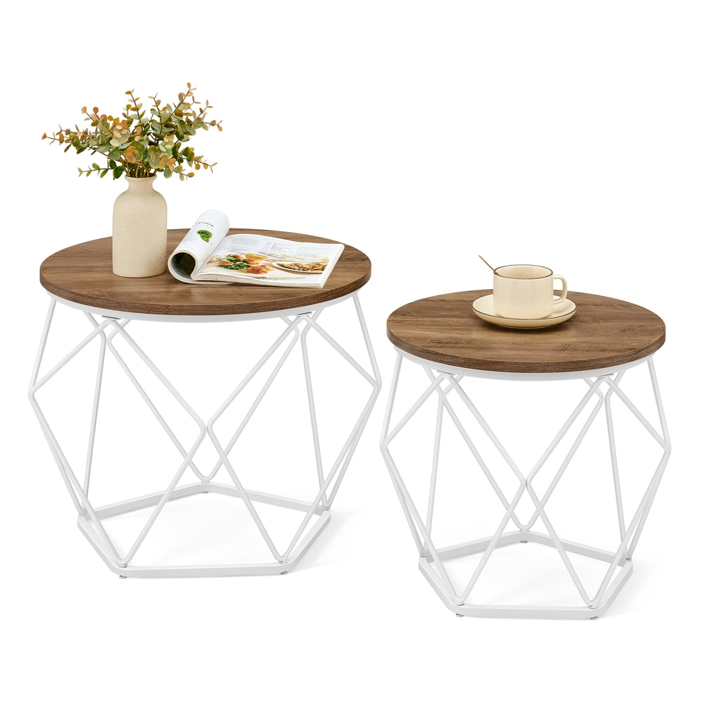 Coffee Tables Set of 2 Side Tables Rustic Brown and Black - image 11