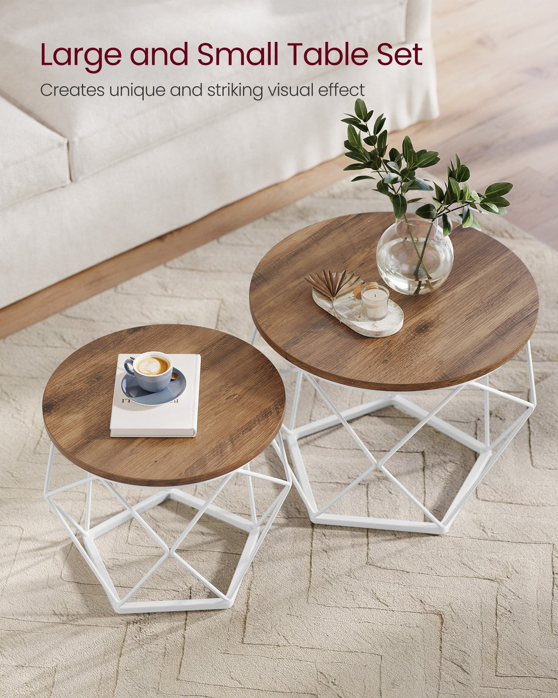 Coffee Tables Set of 2 Side Tables Rustic Brown and Black - image 14