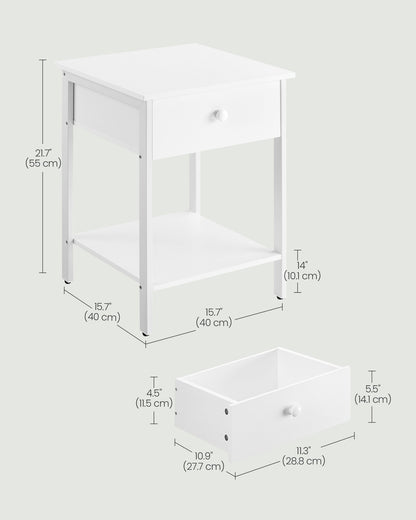 Bedside Table with Drawer and Shelf Matte White - image 5