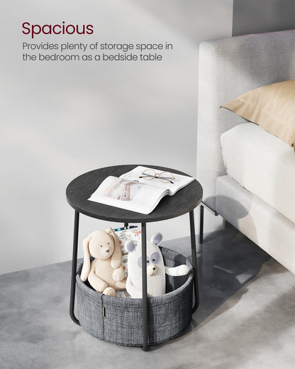 Round End Table with Fabric Basket - image 11