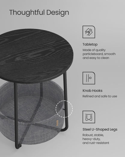Round End Table with Fabric Basket - image 13