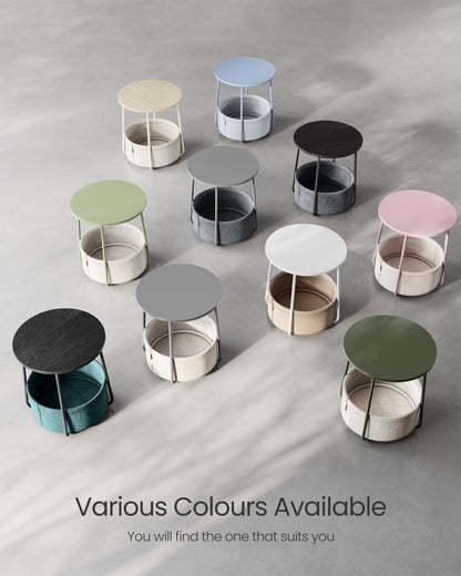 Round End Table with Fabric Basket - image 16