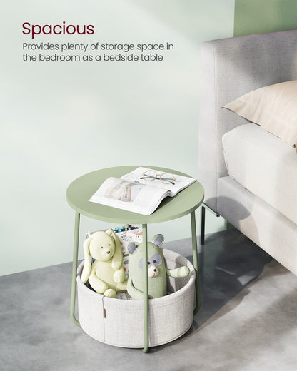 Round End Table with Fabric Basket - image 19