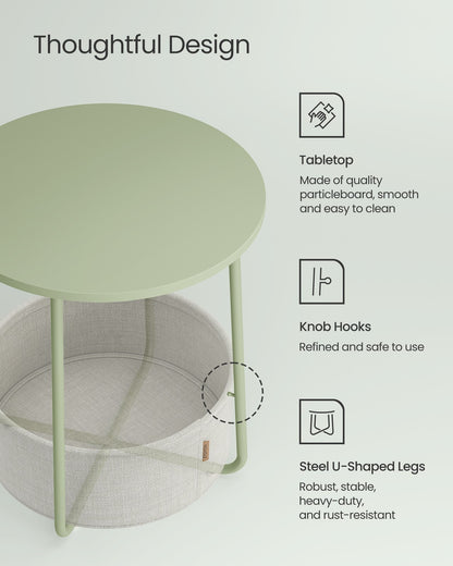 Round End Table with Fabric Basket - image 21