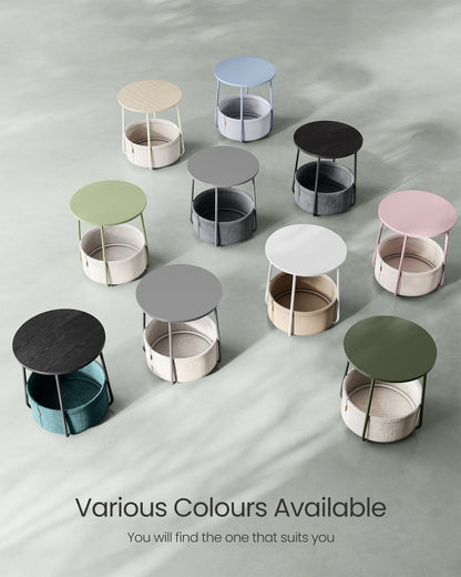 Round End Table with Fabric Basket - image 24