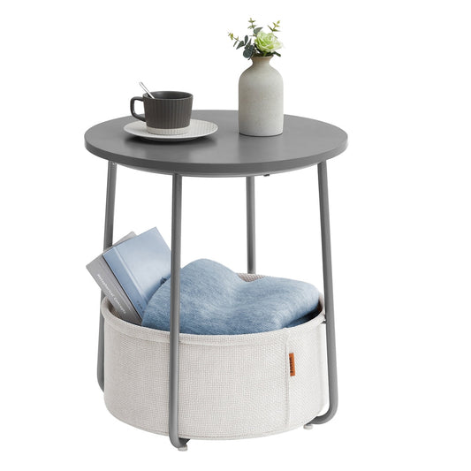 Round End Table with Fabric Basket - image 1
