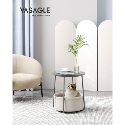 Round End Table with Fabric Basket - image 2