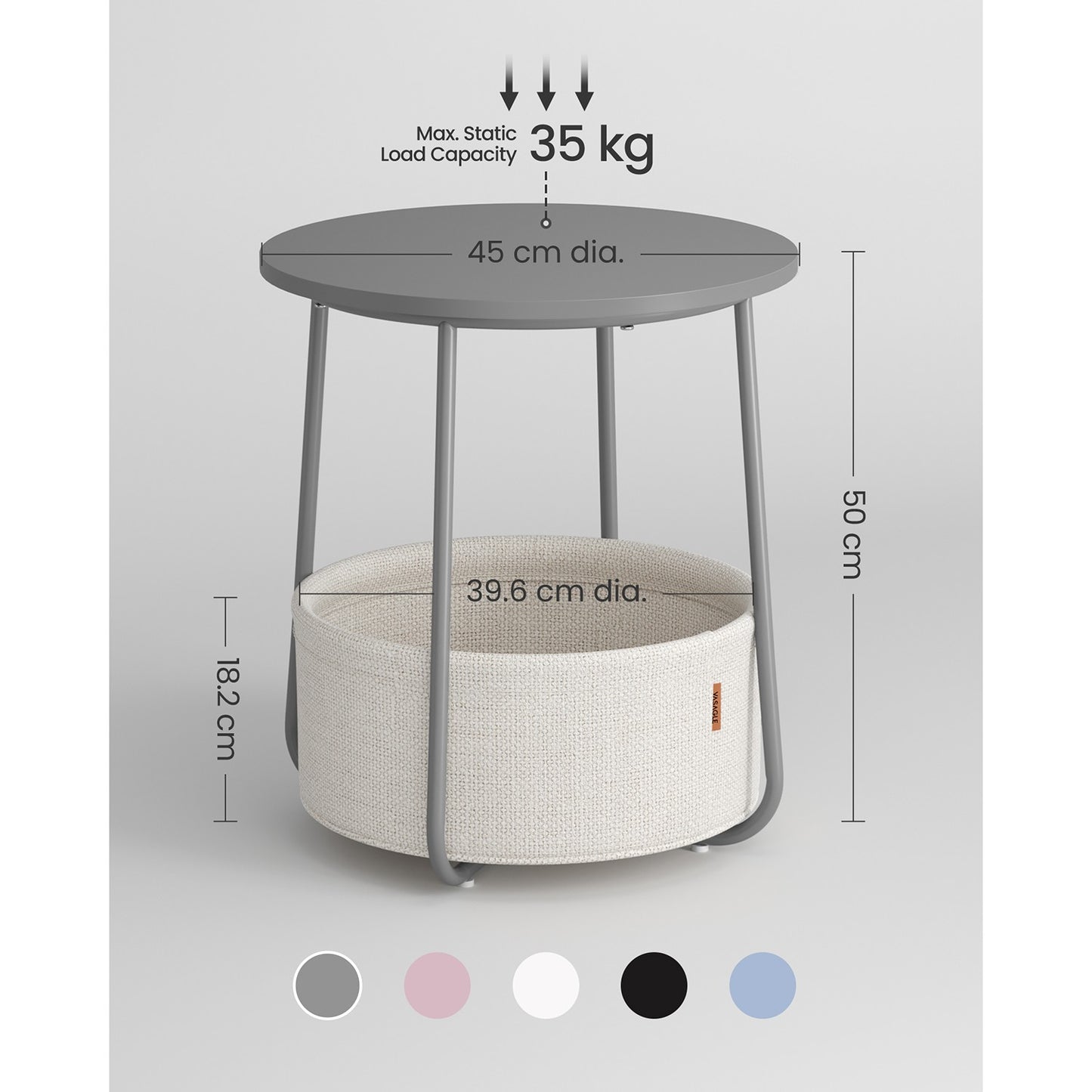 Round End Table with Fabric Basket - image 4