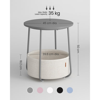 Round End Table with Fabric Basket - image 4