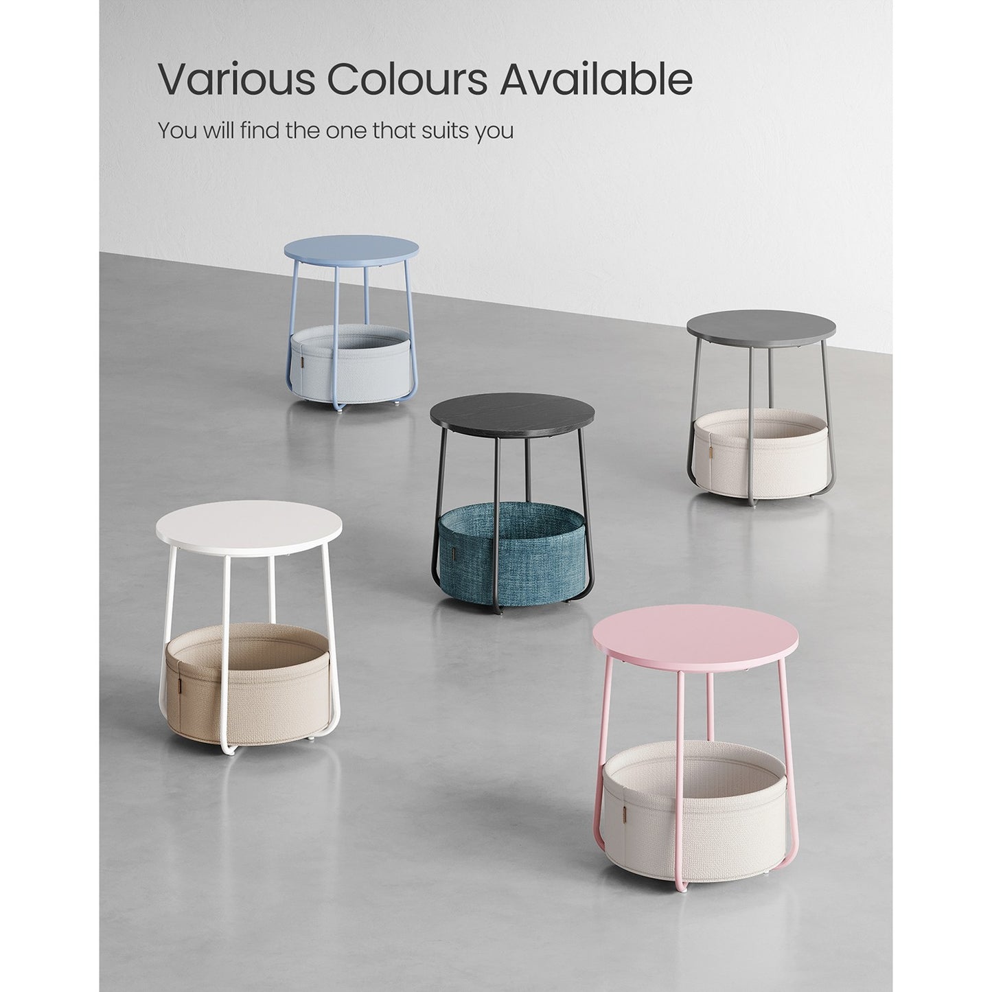 Round End Table with Fabric Basket - image 8