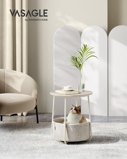 Round End Table with Fabric Basket - image 26