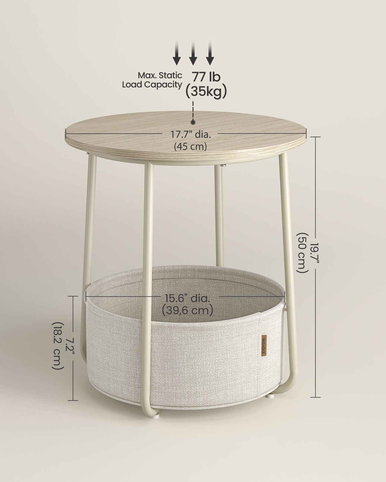 Round End Table with Fabric Basket - image 28