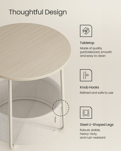 Round End Table with Fabric Basket - image 29