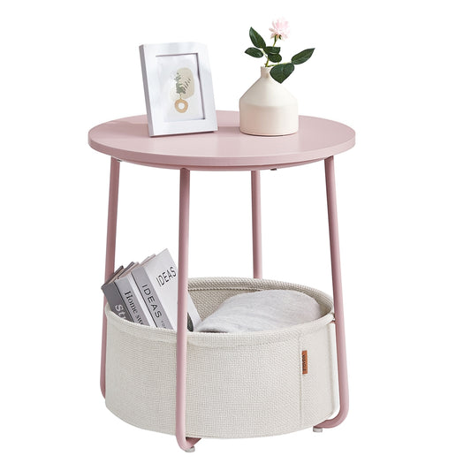 Round End Table with Fabric Basket - image 1