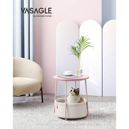Round End Table with Fabric Basket - image 2