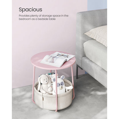Round End Table with Fabric Basket - image 3