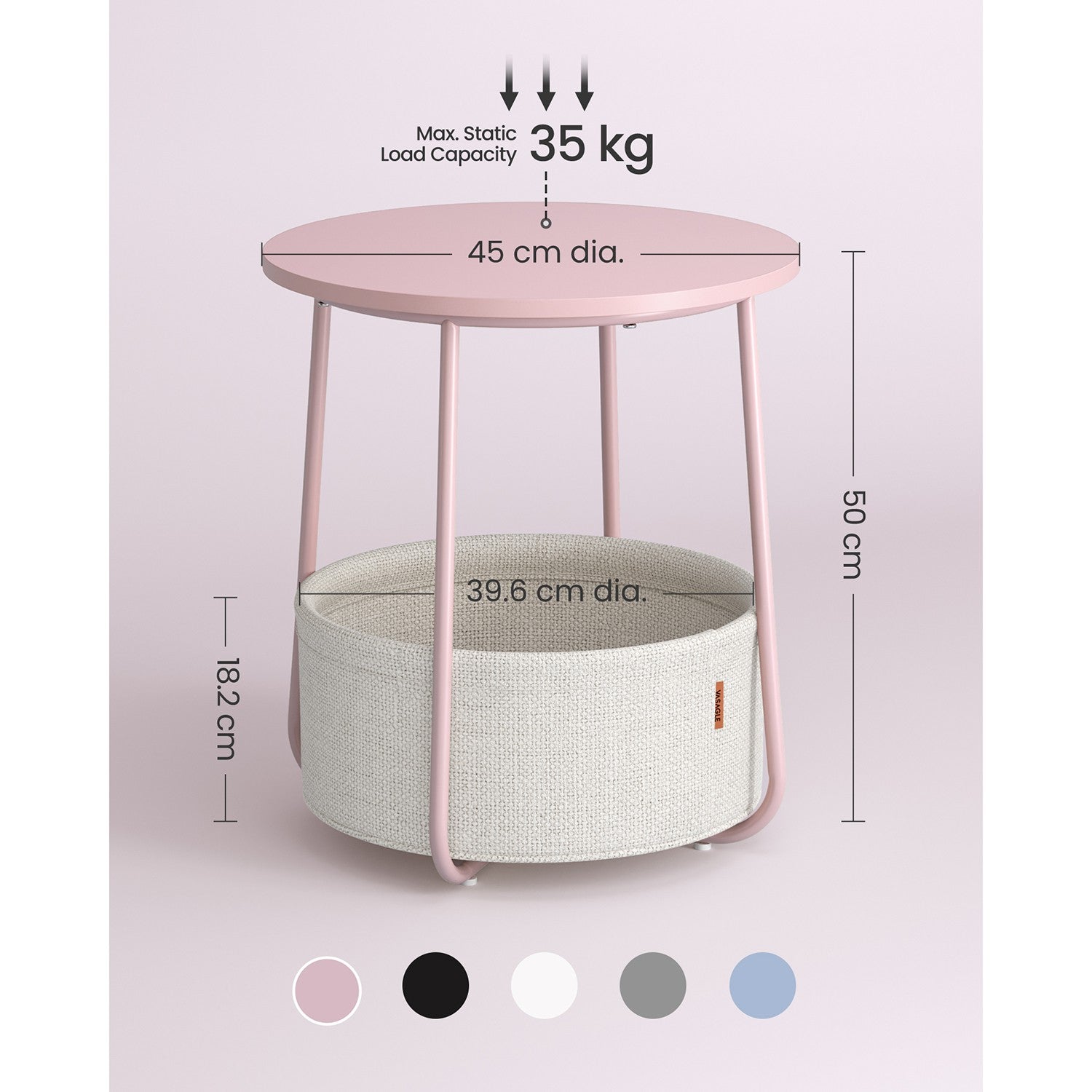 Round End Table with Fabric Basket - image 4