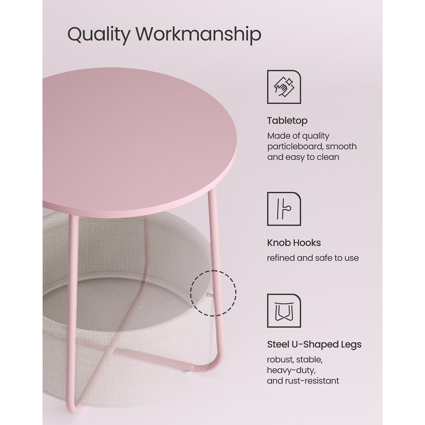 Round End Table with Fabric Basket - image 5