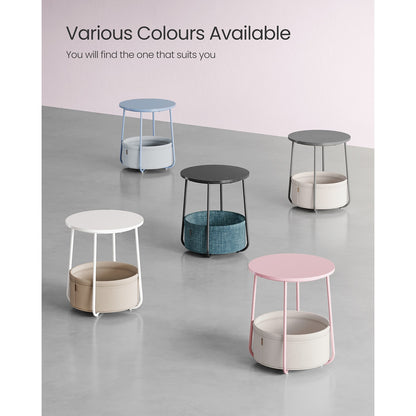 Round End Table with Fabric Basket - image 8