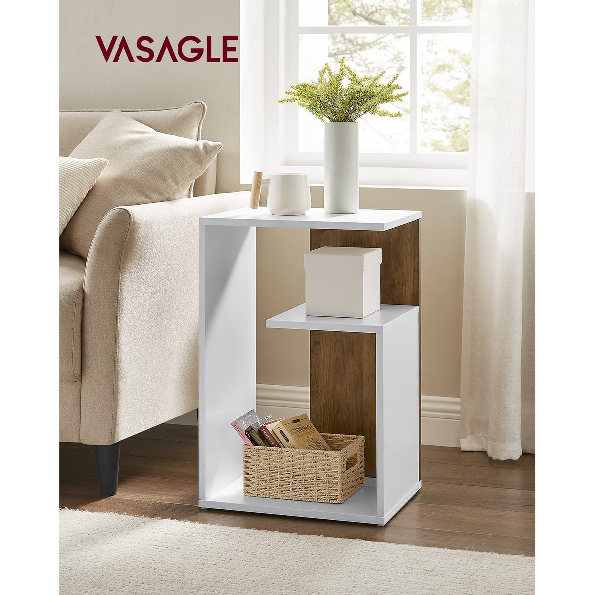 Side Table, Bedside Table, Open Storage, Can Be Used Vertically or Horizontally, Modern, 30 x 40 x 60 cm - image 2
