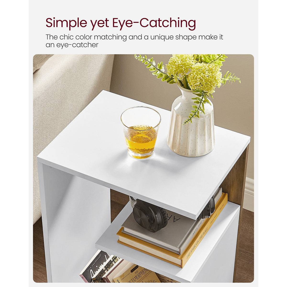 Side Table, Bedside Table, Open Storage, Can Be Used Vertically or Horizontally, Modern, 30 x 40 x 60 cm - image 4