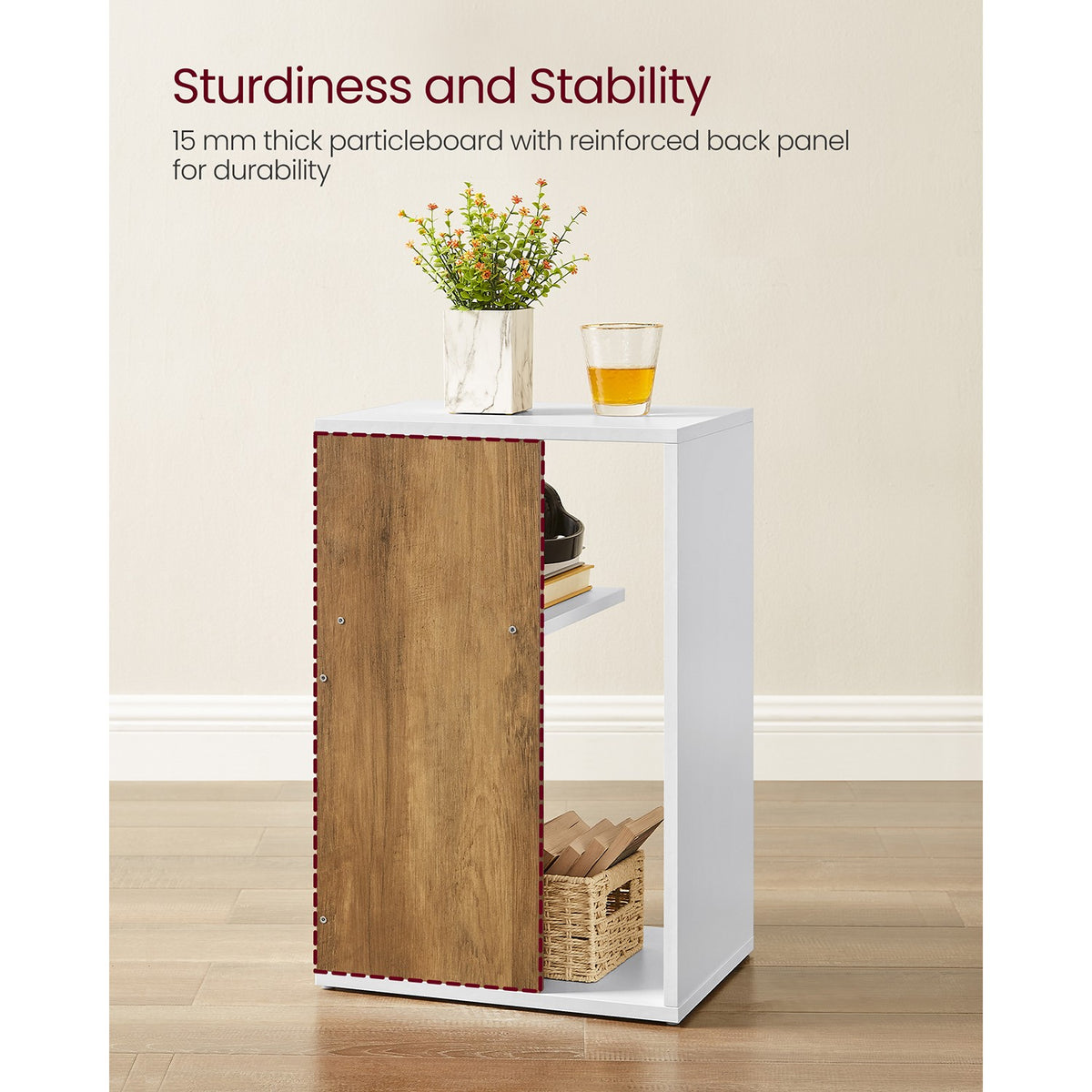 Side Table, Bedside Table, Open Storage, Can Be Used Vertically or Horizontally, Modern, 30 x 40 x 60 cm - image 6