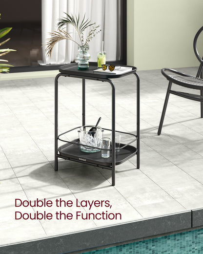 2-Tier Metal Side Table with Tray Surface Ink Black - image 3
