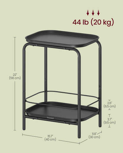 2-Tier Metal Side Table with Tray Surface Ink Black - image 6