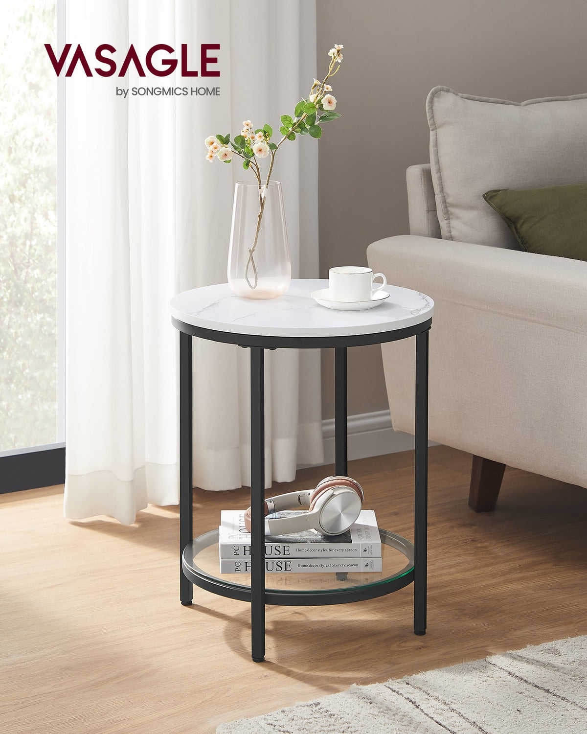 Coffee Table with Particleboard Top and Glass Shelf - image 2