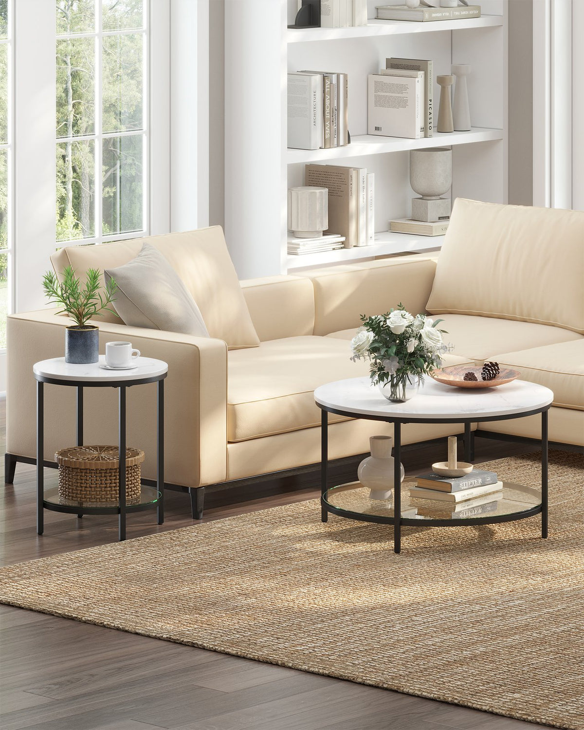 Coffee Table with Particleboard Top and Glass Shelf - image 5