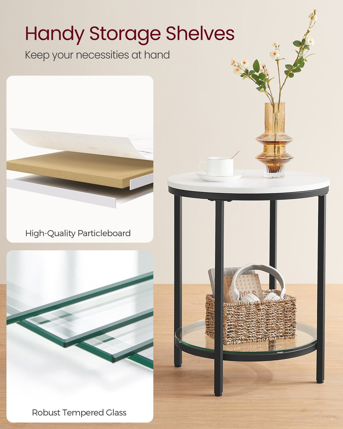 Coffee Table with Particleboard Top and Glass Shelf - image 8