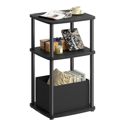 Modern Side Table with 3 Storage Shelves Natural Beige - image 13