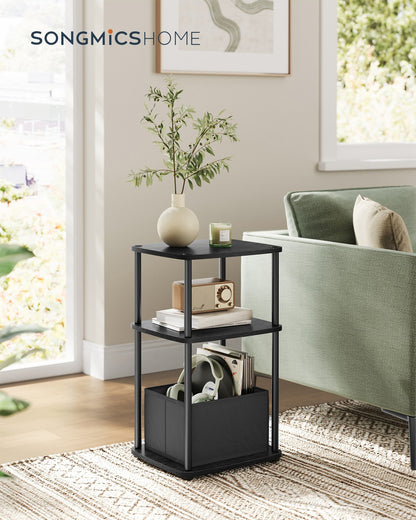 Modern Side Table with 3 Storage Shelves Natural Beige - image 14