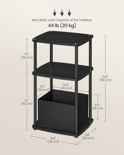 Modern Side Table with 3 Storage Shelves Natural Beige - image 17