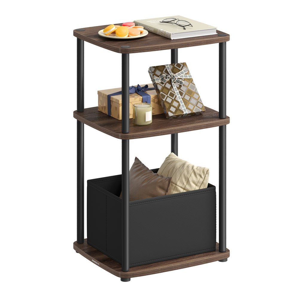 Modern Side Table with 3 Storage Shelves Natural Beige - image 7