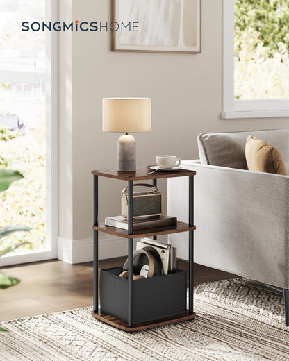 Modern Side Table with 3 Storage Shelves Natural Beige - image 8