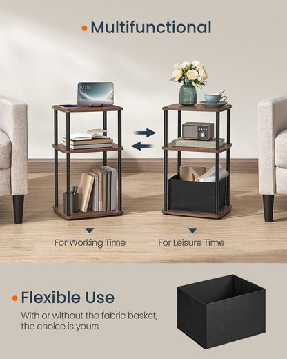 Modern Side Table with 3 Storage Shelves Natural Beige - image 10