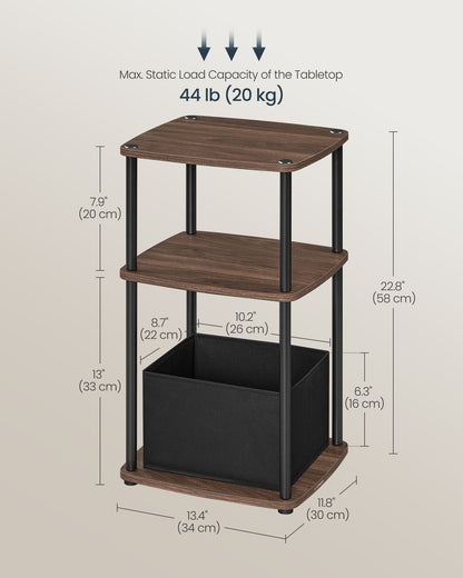 Modern Side Table with 3 Storage Shelves Natural Beige - image 11