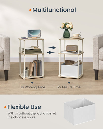 Modern Side Table with 3 Storage Shelves Natural Beige - image 4