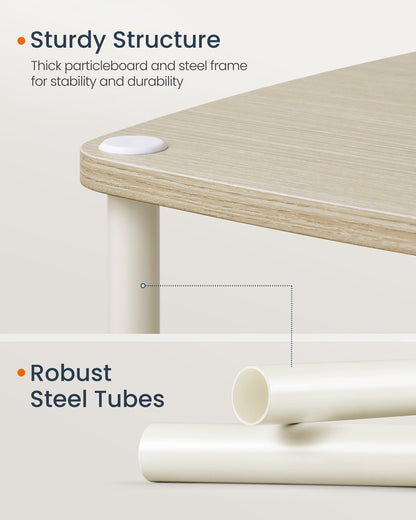 Modern Side Table with 3 Storage Shelves Natural Beige - image 6