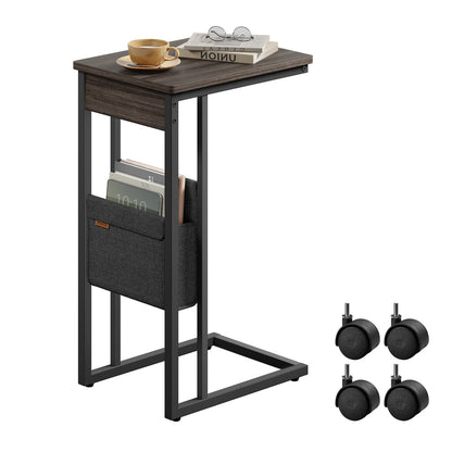 C-Shaped Bedside Table with Fabric Storage Bag Ebony Black - image 9