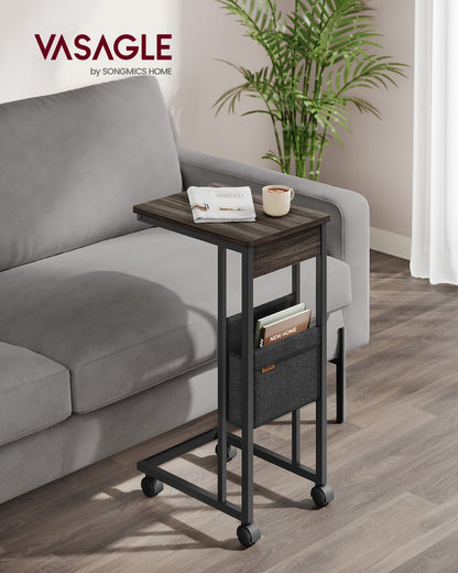 C-Shaped Bedside Table with Fabric Storage Bag Ebony Black - image 10