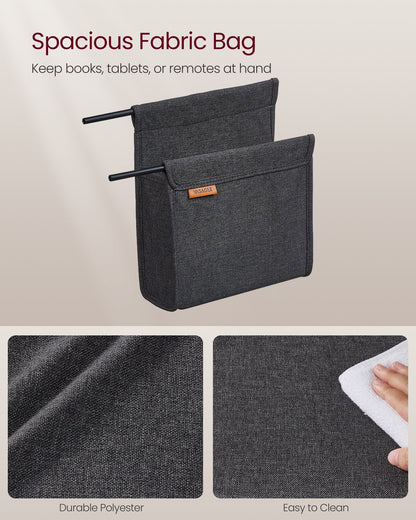 C-Shaped Bedside Table with Fabric Storage Bag Ebony Black - image 16