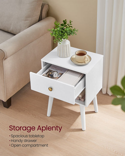 Bedside Table with Drawer and Solid Wood Legs Ebony Black - image 10