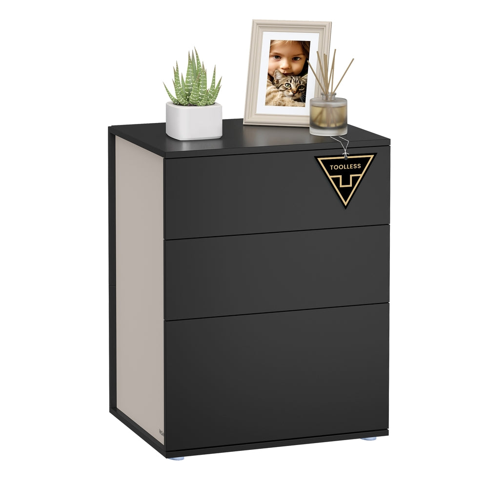 Bedside Table, Toolless, Matte White and Cappuccino Beige - image 7
