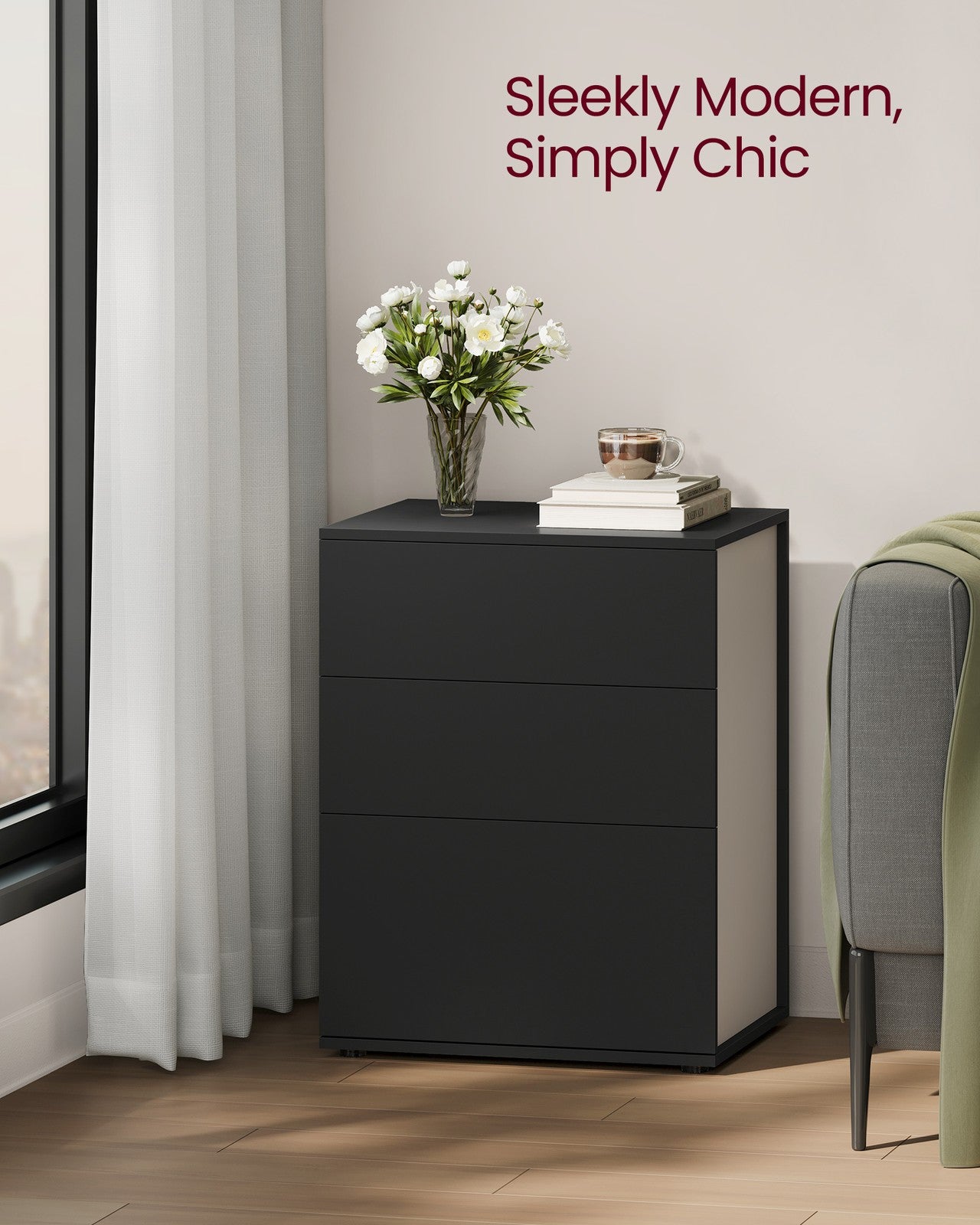 Bedside Table, Toolless, Matte White and Cappuccino Beige - image 12