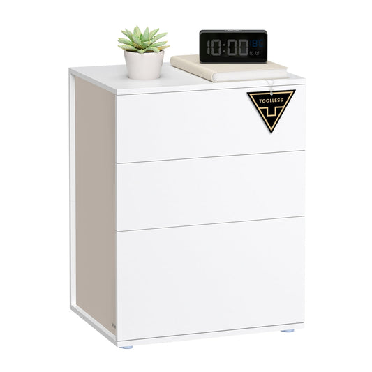 Bedside Table, Toolless, Matte White and Cappuccino Beige - image 1