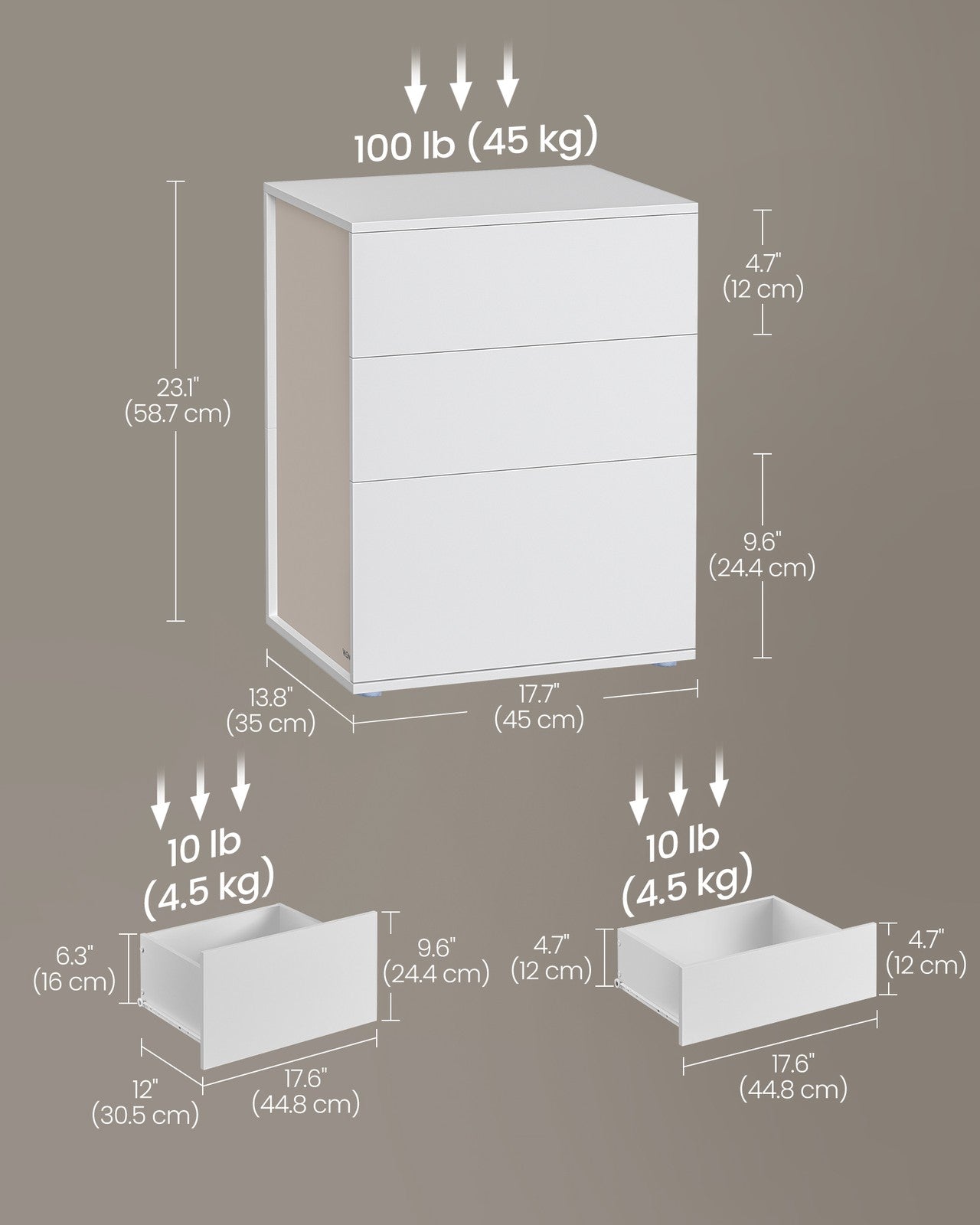 Bedside Table, Toolless, Matte White and Cappuccino Beige - image 5