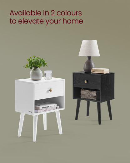 Bedside Table with Drawer and Solid Wood Legs Ebony Black - image 27